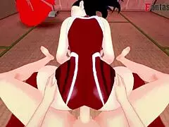 Big boobs and ass get sucked in this POV anime video