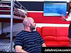Julia Ann always has big tits and today she also shows how good she is at cock licking while fucking