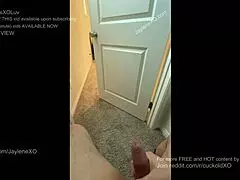 Cuckold husband waits outside bedroom