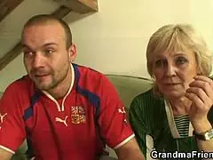 Porn movie: Blonde granny gets wild after football match