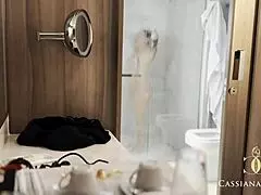 While Cassiana gets in a cowgirl position, her ride is over with a messy cumshot
