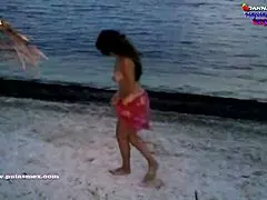 Lovely amateur mom is lucky to have a big ass blowjob at the beautiful sea coastal area