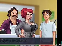 This sexy red headed blonde has huge natural tits that really stand out in summertime saga 34