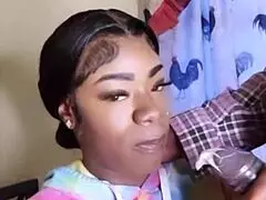 In home video old black women performs deepthroating blowjob