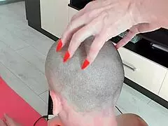 Stepmom's nails and head massage