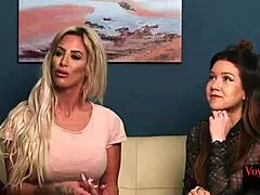 Tattooed and small busted mature women strip their awesome tits and fake tits in spicy video
