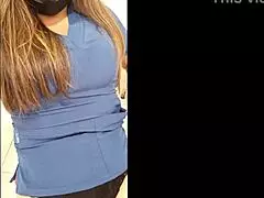 Colombian nurse watches homemade porn at work, demonstrating her wet downstairs