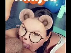 Milf cougar walks up and catches her stepson jacking off so she gags on his cock and then gives him a surprise blowbang
