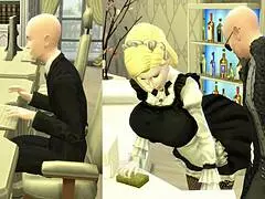 Japanese 3D anime wife is defeated by her maid