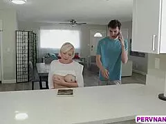 Sexy mature mom Brees uses sexuality and strips down to give a seductive massage and a hard blowjob