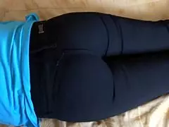 Fresh faced mature latina mommy showcases her thick bubble ass in jeans and panties