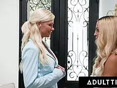 blonde teen mila monet scissors with cougar serene siren! 🔥