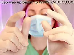 Heaven homemade video with a girl next door and sexual curves wearing surgical gloves