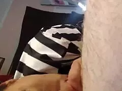 Breast pierced and fully developed lady almost aggressively grabs a copious member