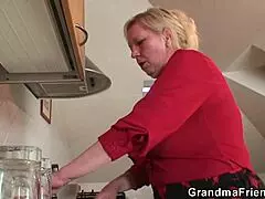 Two Repairmen Take on Big Tits Old Grandma in Wild Action