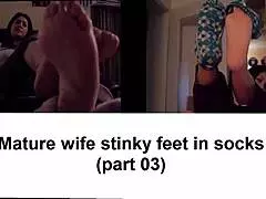 A lascivious wife’s feet are pampered adoringly in a sex foot worship fetish clip