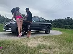 Hot MILF from Brazil trimmed nude in night dress and fished net fucked by a stranger during night