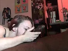 Interracial couple fuck and the girl loves to have her large black dick sucked down her throat