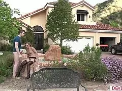 A mature woman with natural big breasts, milf, orgasms and has a squirting orgasm during a sensual scene