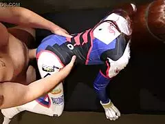 Sensual trip of D Va in a cosplay video with a big monster breasts