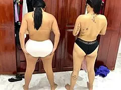 In the style challenge, the two amateur step sisters walk in separate outfits