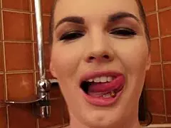 Sexy girlfriend Tasha Holz performs a XXX scene where she blowjob at the shower