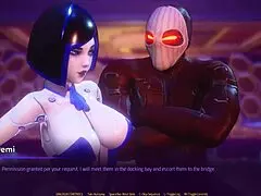 Big tits MILF gets a good blowjob in Subverse game