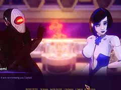 Big tits MILF gets a good blowjob in Subverse game