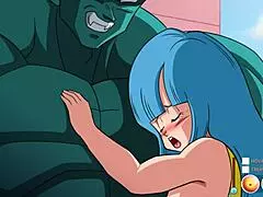 Beautiful Asian Bulma enjoys a threesome with Garlick Jr