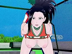 Intense threesome with Himiko, Momo, and Izuku in HMA