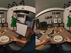 Beautiful mature woman Marge, aunt of my wife, enjoys hardcore sex in VR