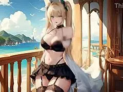 Blonde on balcony ready for sex