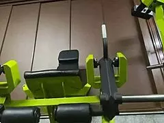 gym girl trains hard and toys herself outdoors