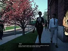 Beautiful woman in uniform in hot outdoor scenes in prison guard hentai