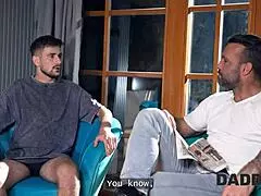 European teen gets naughty with uncle and friends indoors