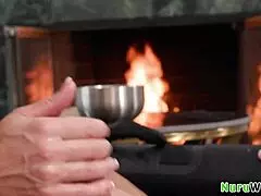 Mature blonde gets wet massage