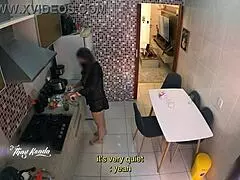 Hot wife in nightgown greets delivery boy in shower