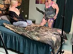 Big-breasted step-mom goes strap-on wild