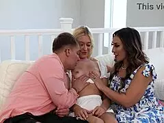Thanksgiving threesome with mature MILFs Skyler Storm and Mia James