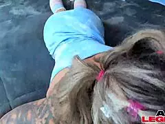 Big ass babe Misty Meanor gets pierced nipples fucked