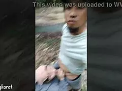 Beautiful MILF gives great outdoor blow job