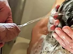 Mom's facial after pee play BJ