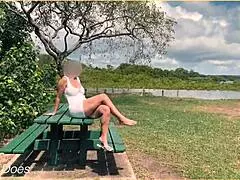 my wife swinging on the swing with no panties, wanna see?
