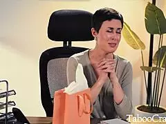 Nymphomaniac MILF fucked her young intern with her husband