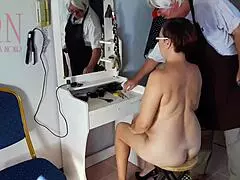 A hereby welcomes curvy housewife for a hair trim