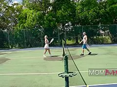 Tennis court cougar caught—Melanie Monroe and Oliver bang hard!