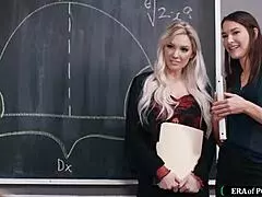 MILF teachers found a colleague wanking in the classroom