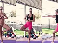 A sporty blondie with glasses gets her pussy hammered by a nice guy