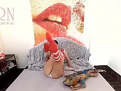 Girl in school uniform entertains with playful, sexy vibes