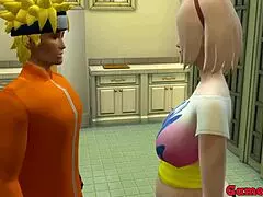 Hinata asked Sakura for intimate tips in the kitchen